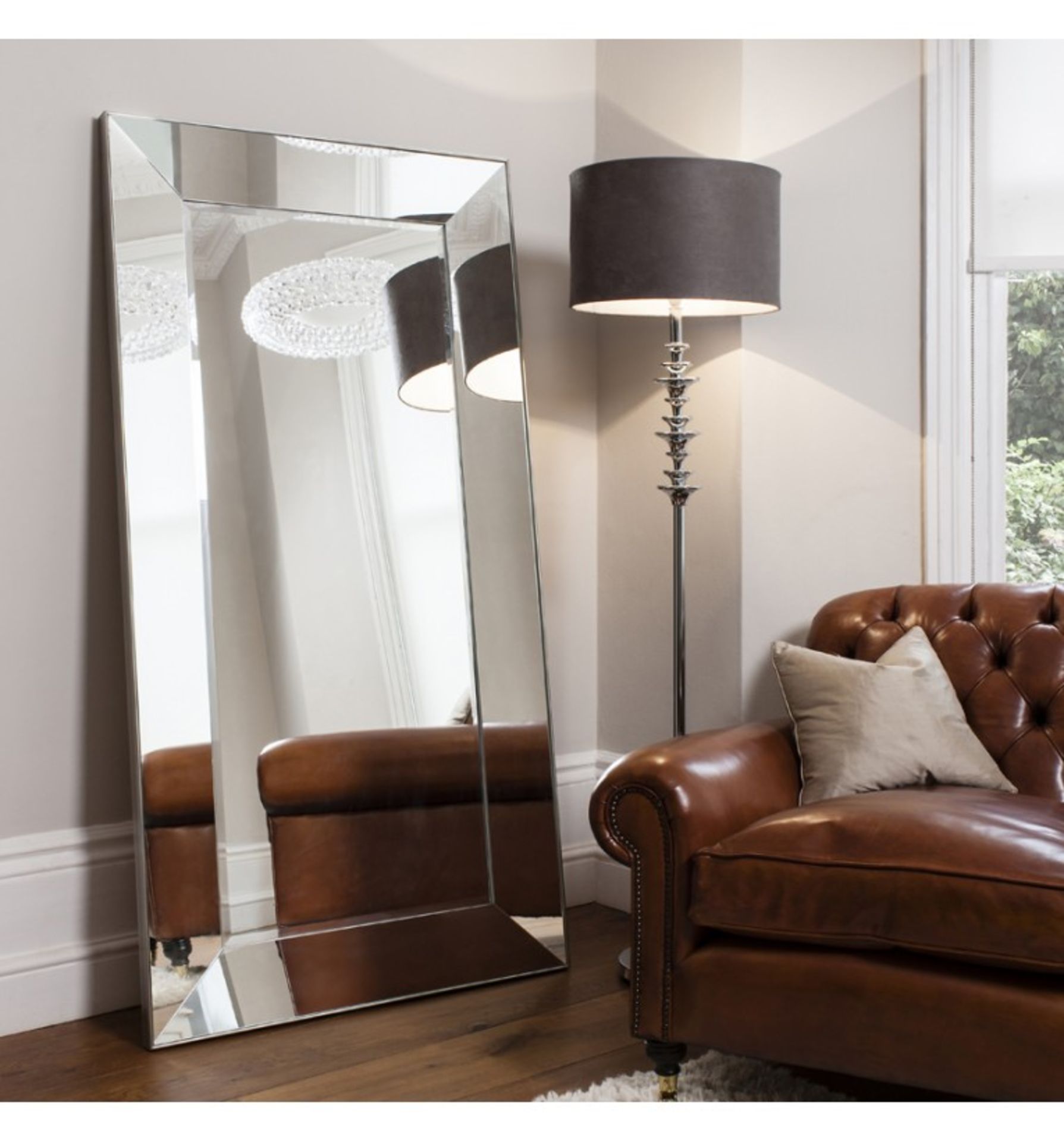 Vasto Leaner Mirror Silver 1830x915mm Stylish mirror with a wide shallow angled mirror frame