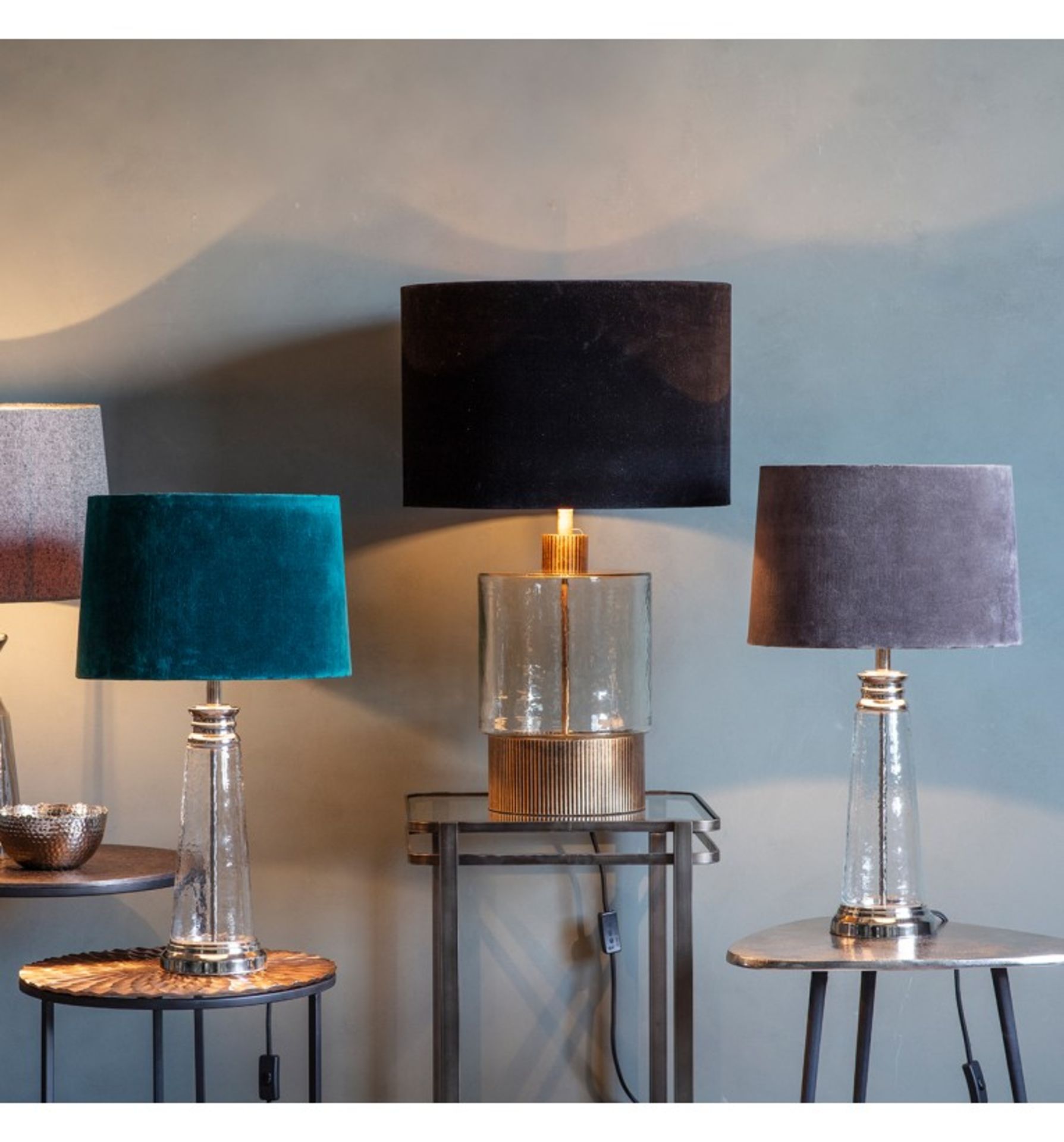 Caesaro Table Lamp Atlantic Featuring a beautifully textured glass base finished with metal