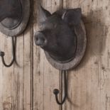 Pig Head Hook Unique farmyard wall hooks in an aged bronze finish W125 x D110 x H245mm