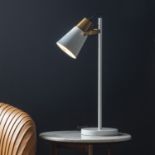 Delta Table Lamp White and Gold Light up any surface with our new table lamps. When turned off, a