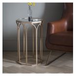 Canterbury Side Table A unique octagonal side table with glass bevelled top in a gold finish W360
