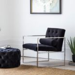 Sergio Armchair Jet Velvet 690x700x800mm With a cast aluminium finished frame this armchair has