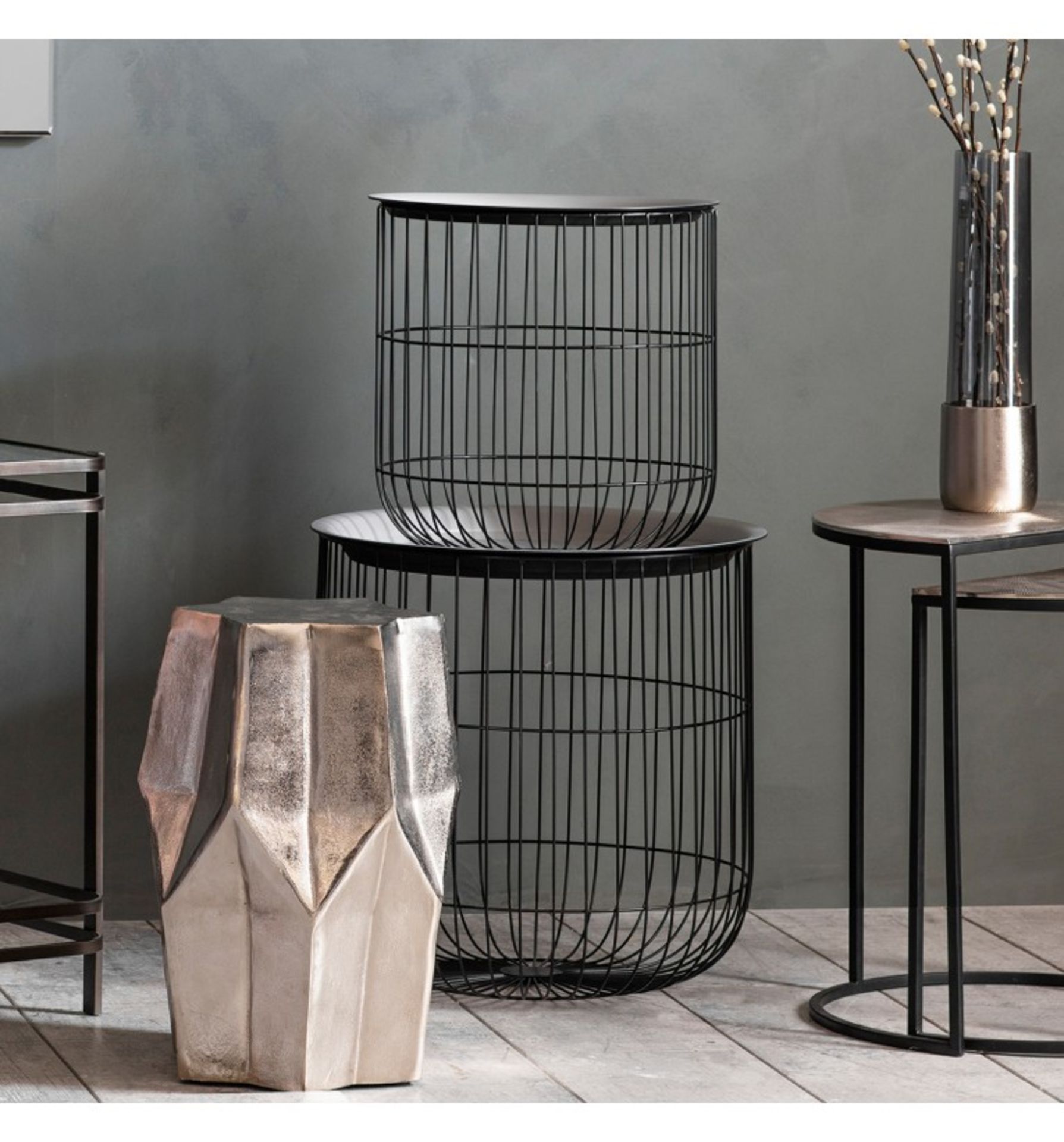 Barton Nest Of 2 Side Tables 500x500x510mm Add an accent to your living space with this metal