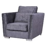 Paris Chair luxuriant slate grey tone This armchair is accented with metallic feet to enhance its