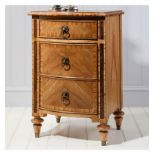 Spire 3 Drawer Bedside Cabinet Featuring beautiful marquetry of Blonde European Walnut with