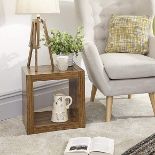 Brow Cube Side Table Fashioned with a marbled-effect dark wood this Brow Cube Side Table is an