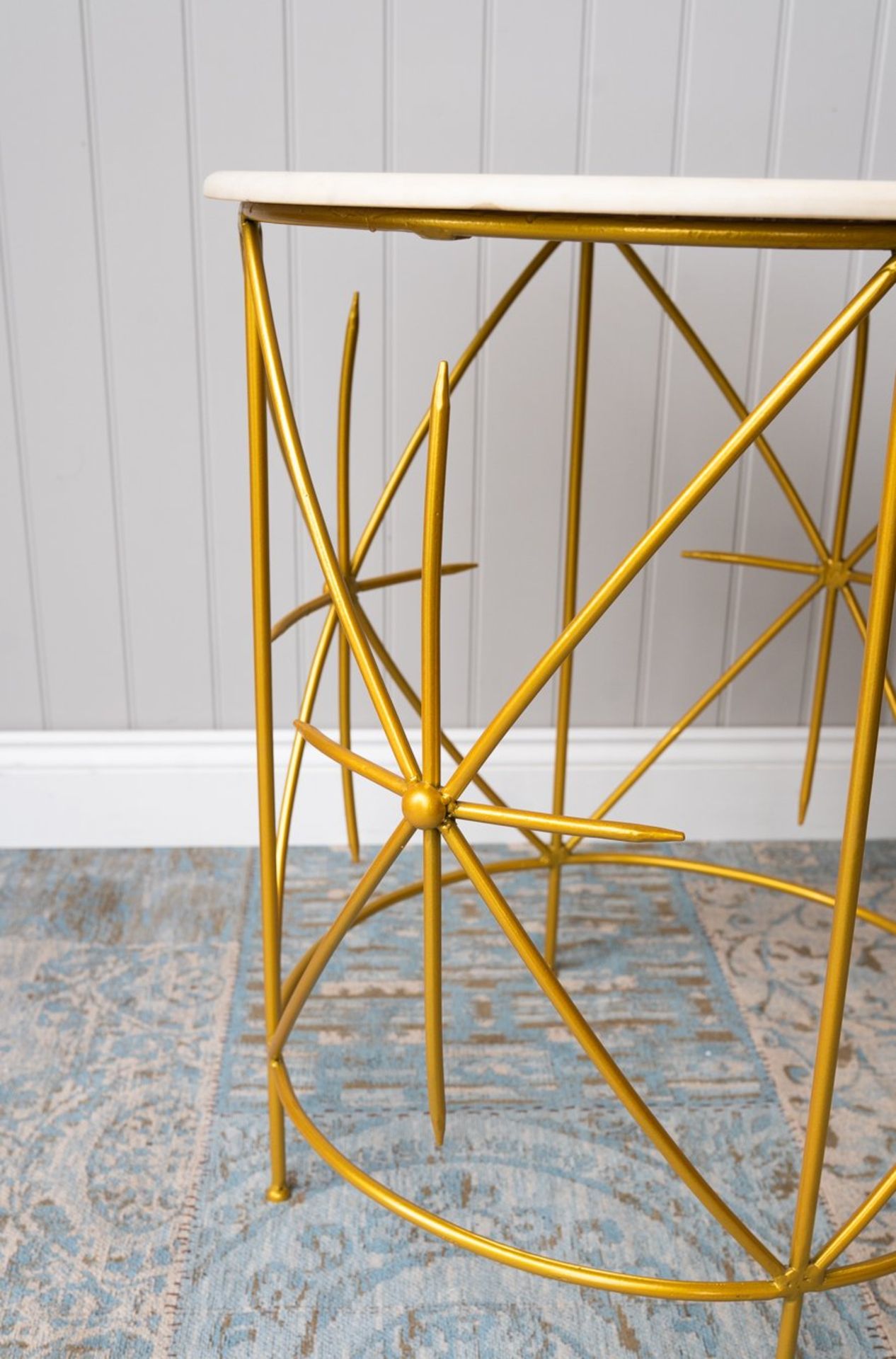 Side Table - Bright White and Gold: A gorgeous large side table finished in a bright gold powder. - Image 3 of 3