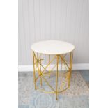 Side Table - Bright White and Gold: A gorgeous large side table finished in a bright gold powder
