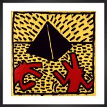 Keith Haring Untitled, 1982 (red dogs with pyramid), 30x30cm Framed Print in Responsibly Sourced