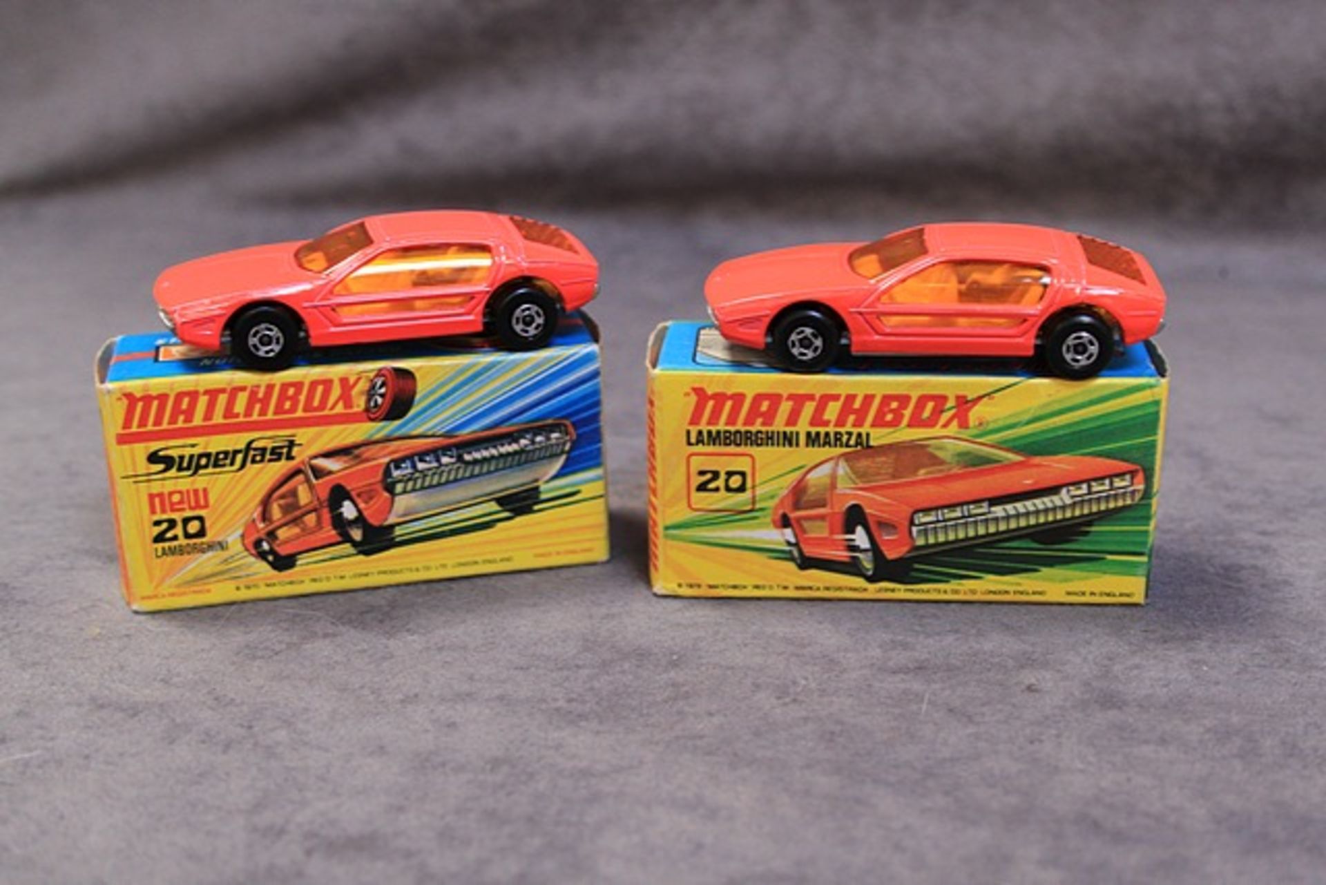 2 X Matchbox Diecast Models #20 Lamborghini Marzal Metallic Red Boy Yellow Interior Orange Windows - Image 2 of 2