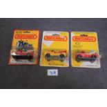 3 X Matchbox Diecast Models #61 1 X Red Body With Black Hook 1 X Red Body With Red Hook And 1 X Dark