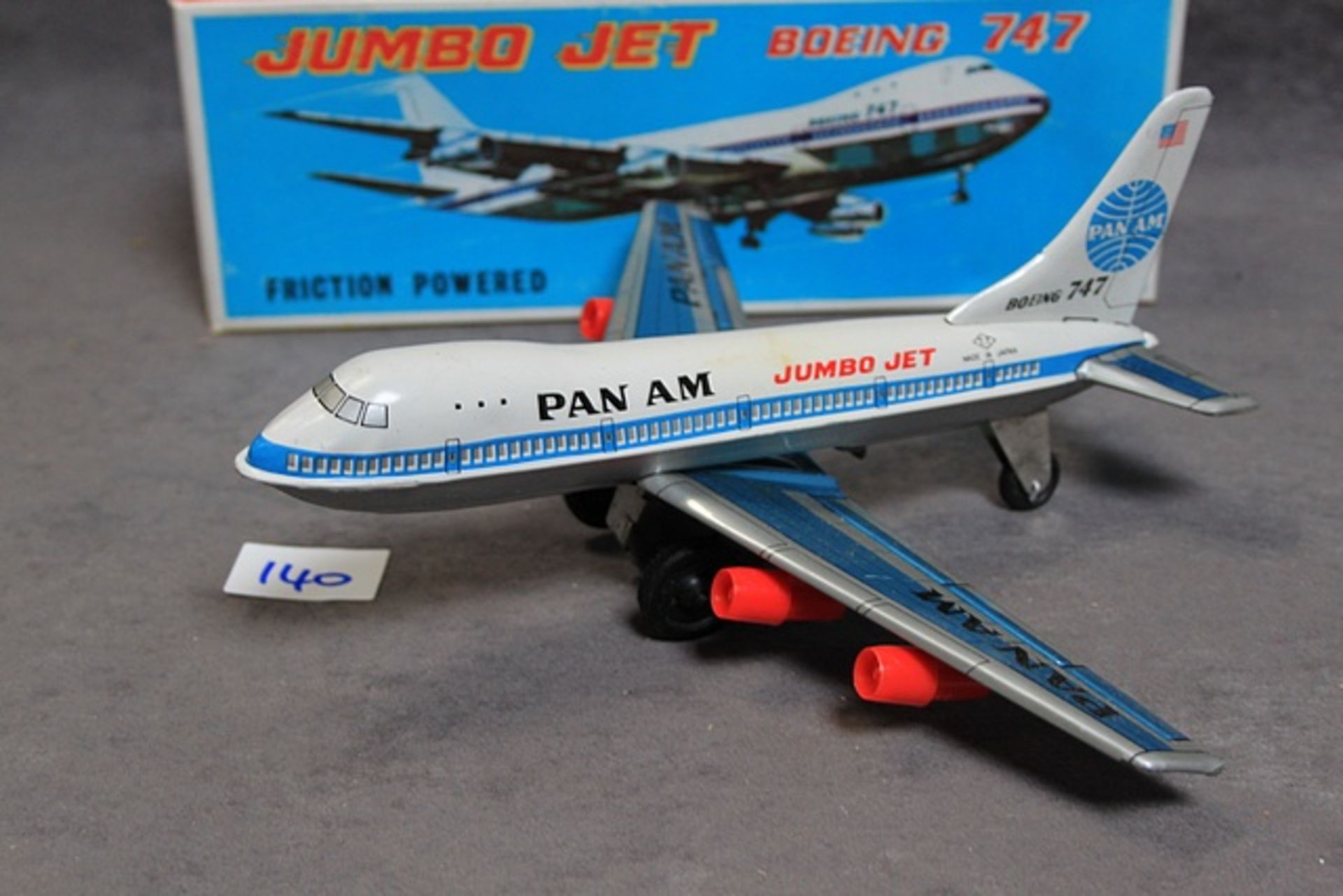 T.T TOYS TAKATOKU (JAPAN) Jumbo Jet Boeing 747 Friction Powered Plane approx 12 inches long - Image 2 of 2