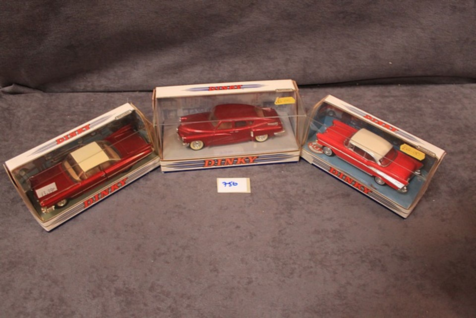 3x Dinky Comprising Of; #DDY-2 Chevrolet Bel Air 1957, #DY-7 1959 Cadillac Coupe De Ville, #DY-11