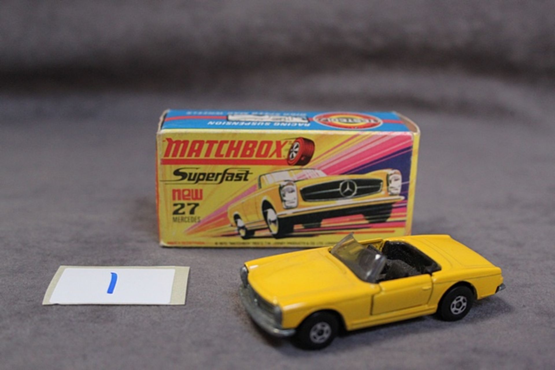 Matchbox # 27 Mercedes 230SL Mint In Fair Box Yellow - Image 2 of 2