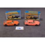 2 X Matchbox Diecast Model #56 MX 1800 Pinnfarina 1 In Orange And 1 In Light Peach Models Mint In