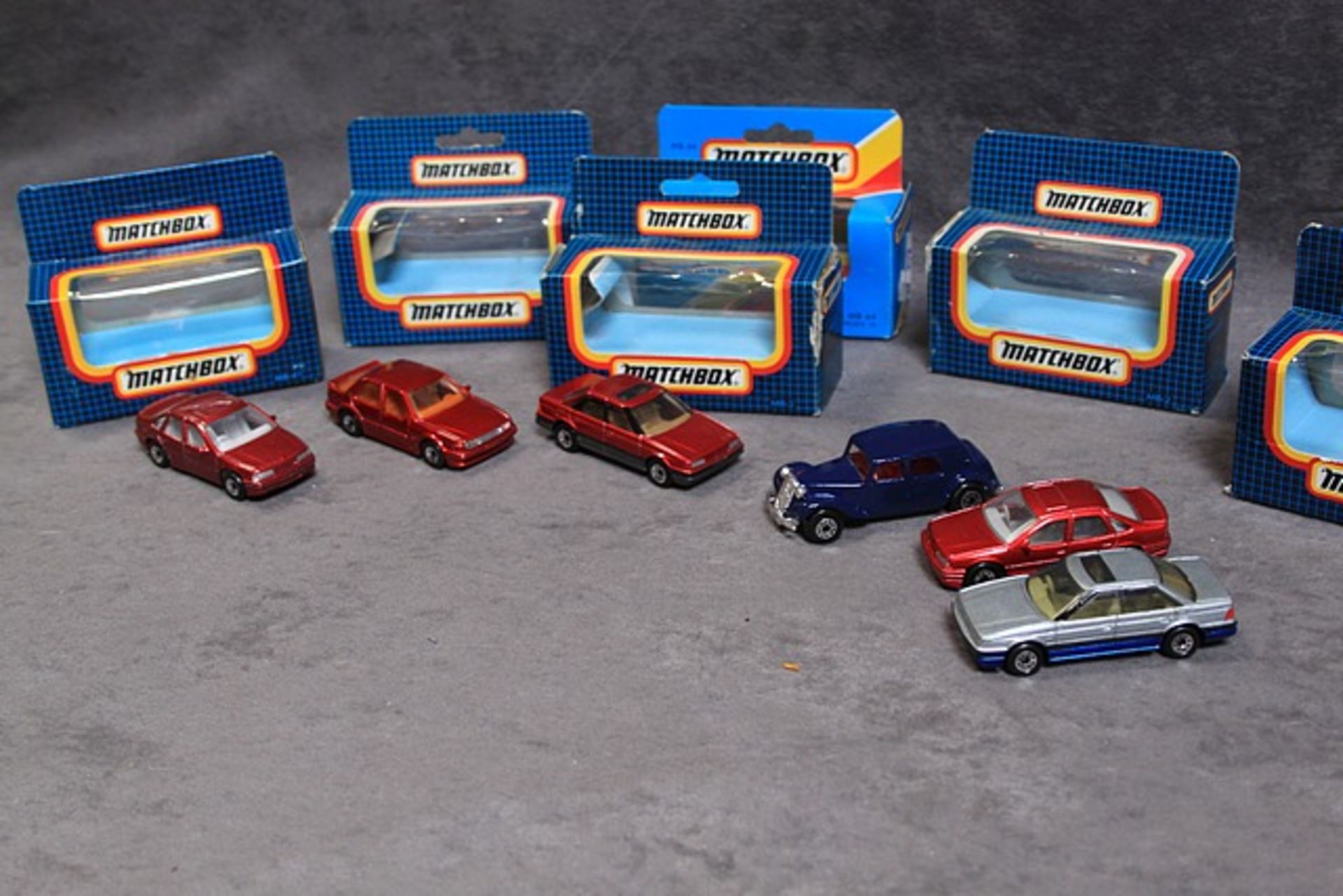 6 X Matchbox Diecast Models #44 Citroen 15 Blue Mint In Open Box #41 Opel Vectra Metallic Cerise - Image 2 of 2