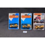 3 X Matchbox Diecast Models #49 Crane Trucks 1 X Al Crane Service Label, 1 X No Label On Body And