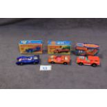 3 X Matchbox Diecast Models #4 Gruesome Twosome Mint In Crisp Box, #61 Blue Shark Mint In