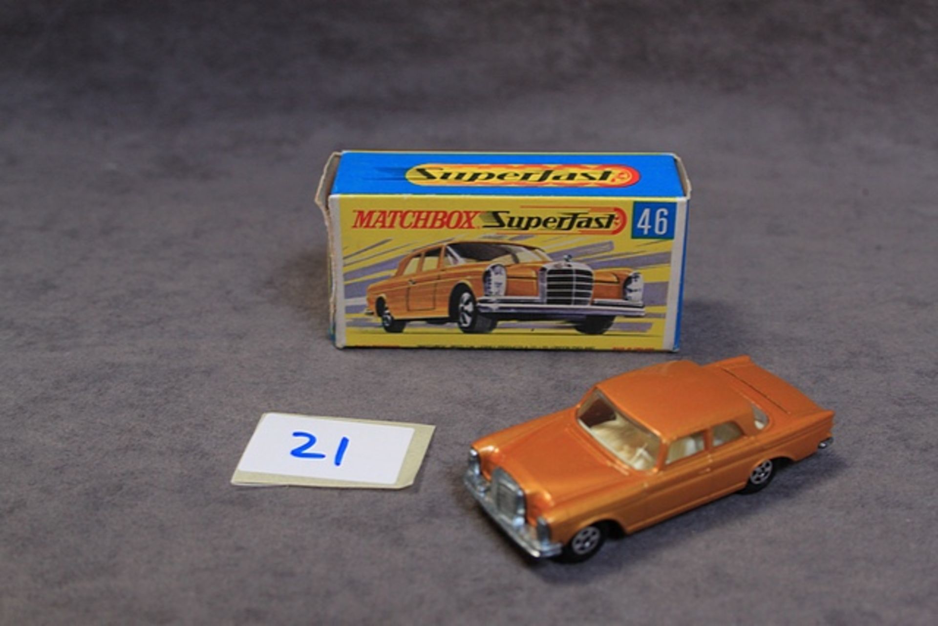 Matchbox Superfast Diecast Model #46 Mercedes 300 SE Metallic Gold Mint Condition In Crisp Box