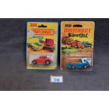 2 X Matchbox Superfast Diecast Models #37 Soopa Cooper Metallic Blue Mint On Open Card And #31 Volks