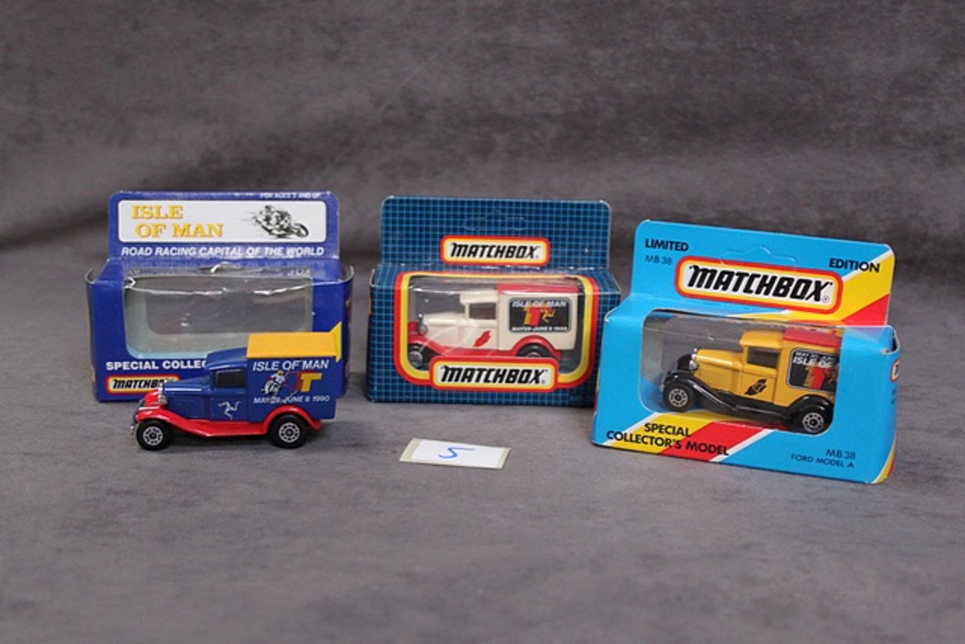 3 X Matchbox Diecast Models #38 Ford Model A Special Collectors Model 1988/1989 And 1990 Isle Of Man