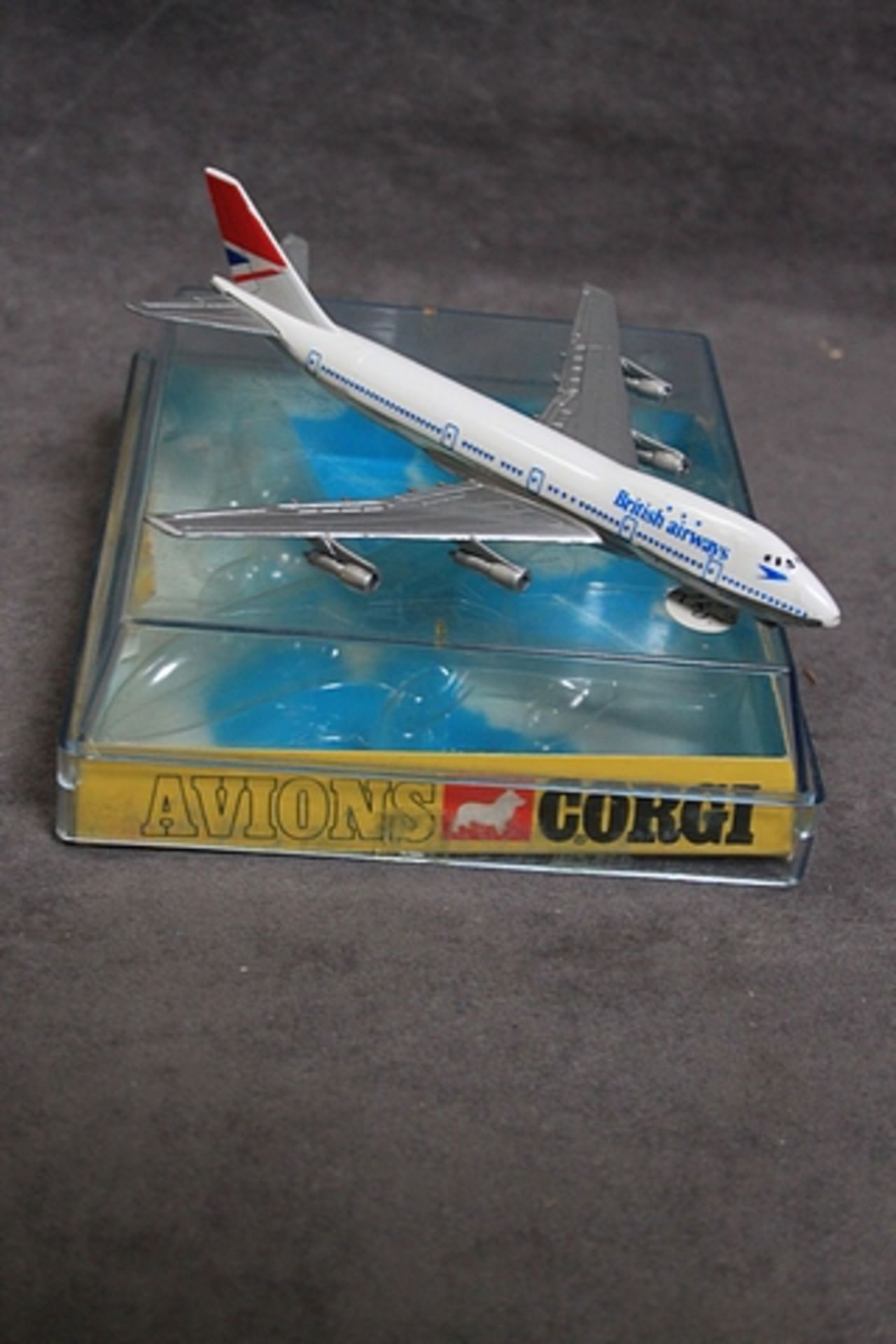 Mint Corgi Toys Diecast #.1315 Boeing 747 in plastic case British Airways Decal Jumbo Passenger