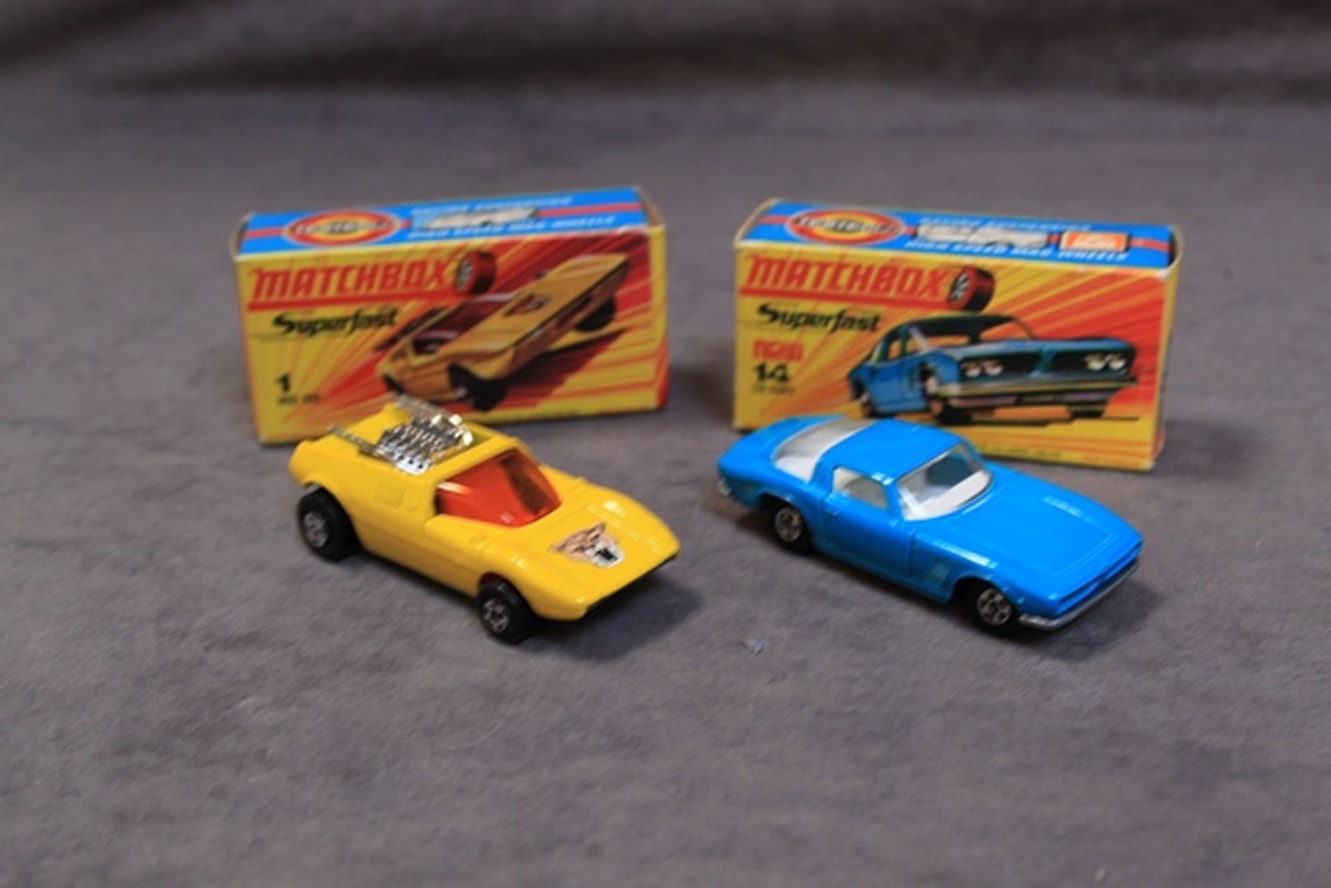 2 X Matchbox Diecast Models # 14 Iso Grifo Metallic Light Blue Mint In Crisp Box And #1 Mod Rod - Image 2 of 2