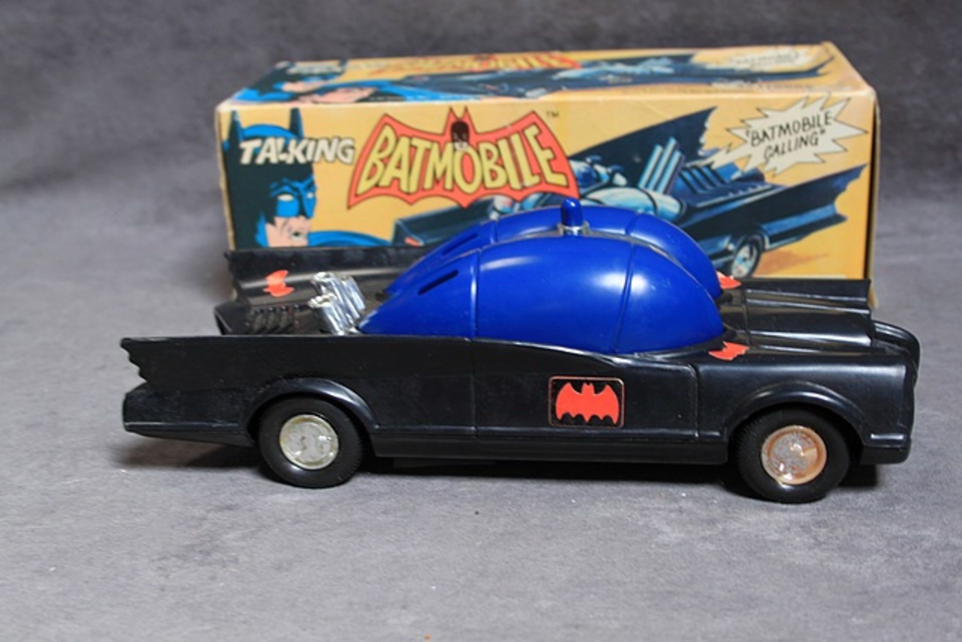 Collectible Plastic Talking Batmobile Produced In 1977 By Tomy For Palitoy UK Mint Condition