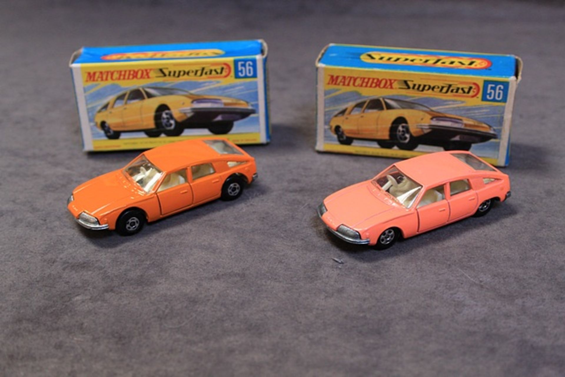 2 X Matchbox Diecast Model #56 MX 1800 Pinnfarina 1 In Orange And 1 In Light Peach Models Mint In - Image 2 of 2
