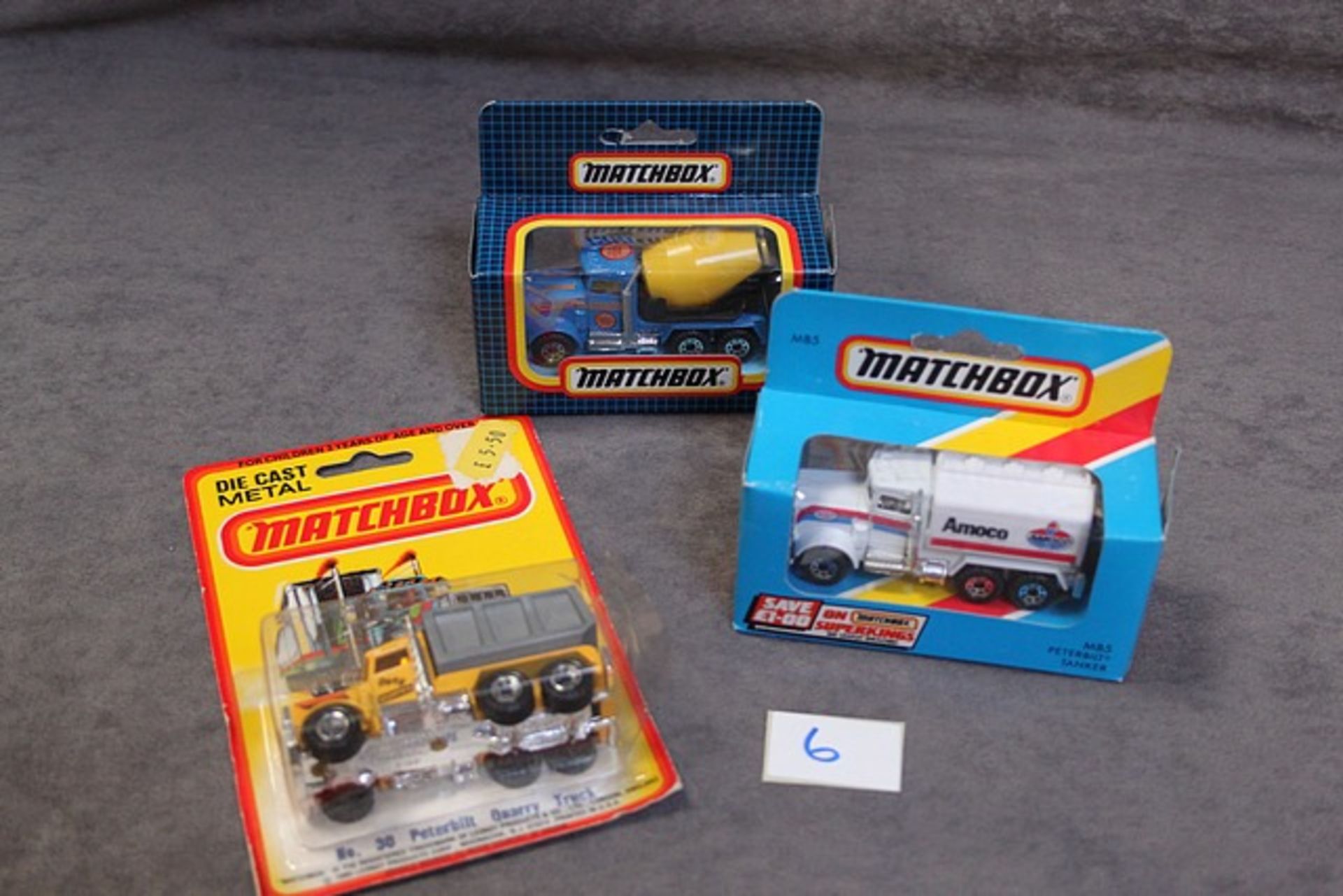 3 X Matchbox Diecast Models #30 Quarry Truck Mint In Good Box, #5 Amoco Tanker Mint In Good Box