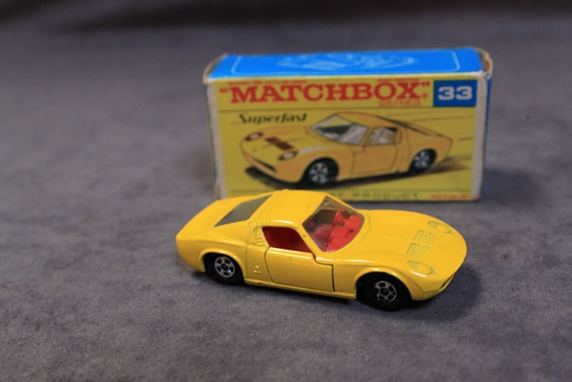 Matchbox Superfast Diecast #33 Lamborghini In Very Rare Yellow Colour Model In Near Mint Condition - Image 2 of 2