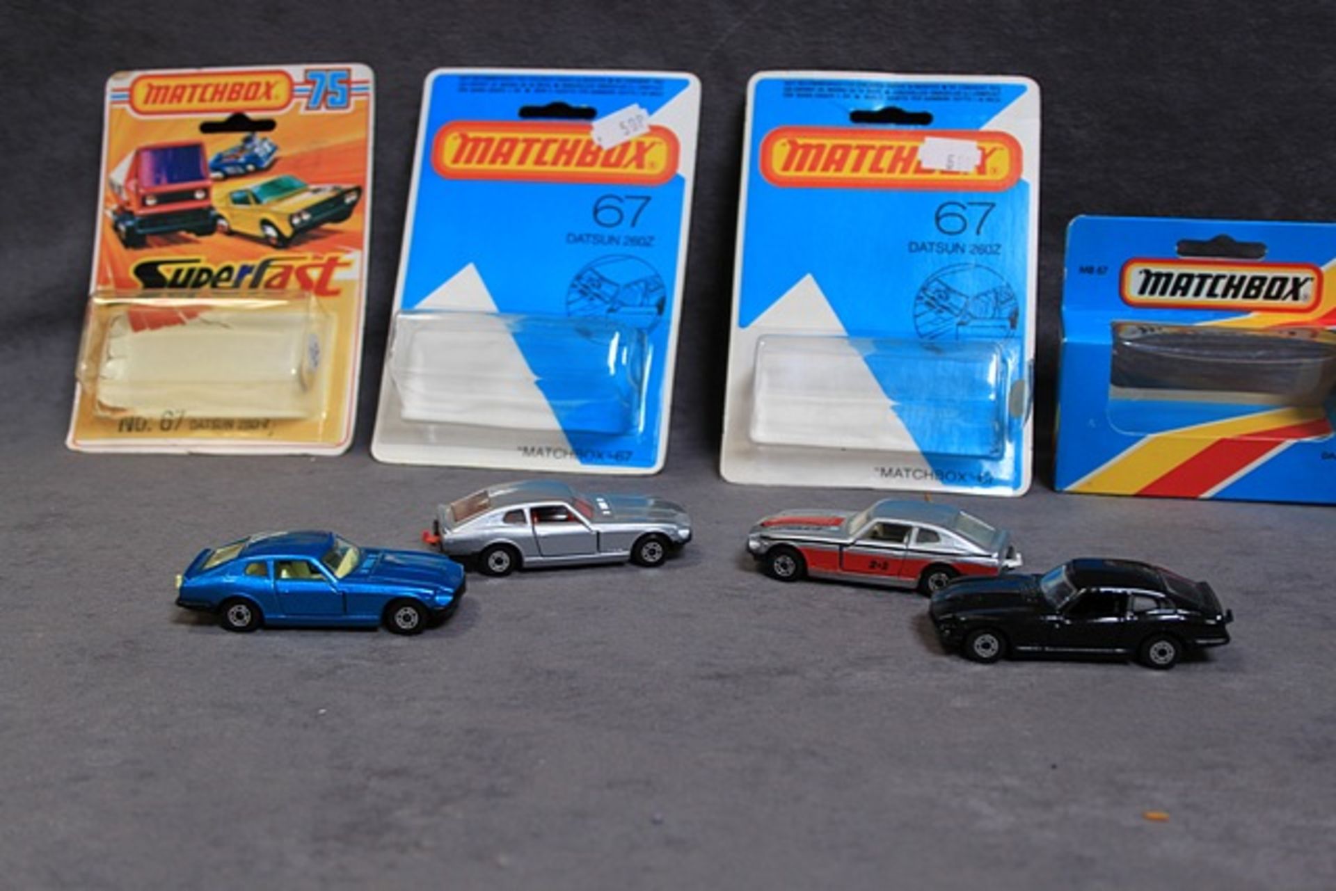 4 X Matchbox Diecast Models #67 Datsun 260Z Metallic Blue Mint Model On Open Card #67 Datsun 260z - Image 2 of 2