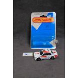 Matchbox Diecast Model #74 Fiat Abarth White With Black Interiors Mint On Open Card