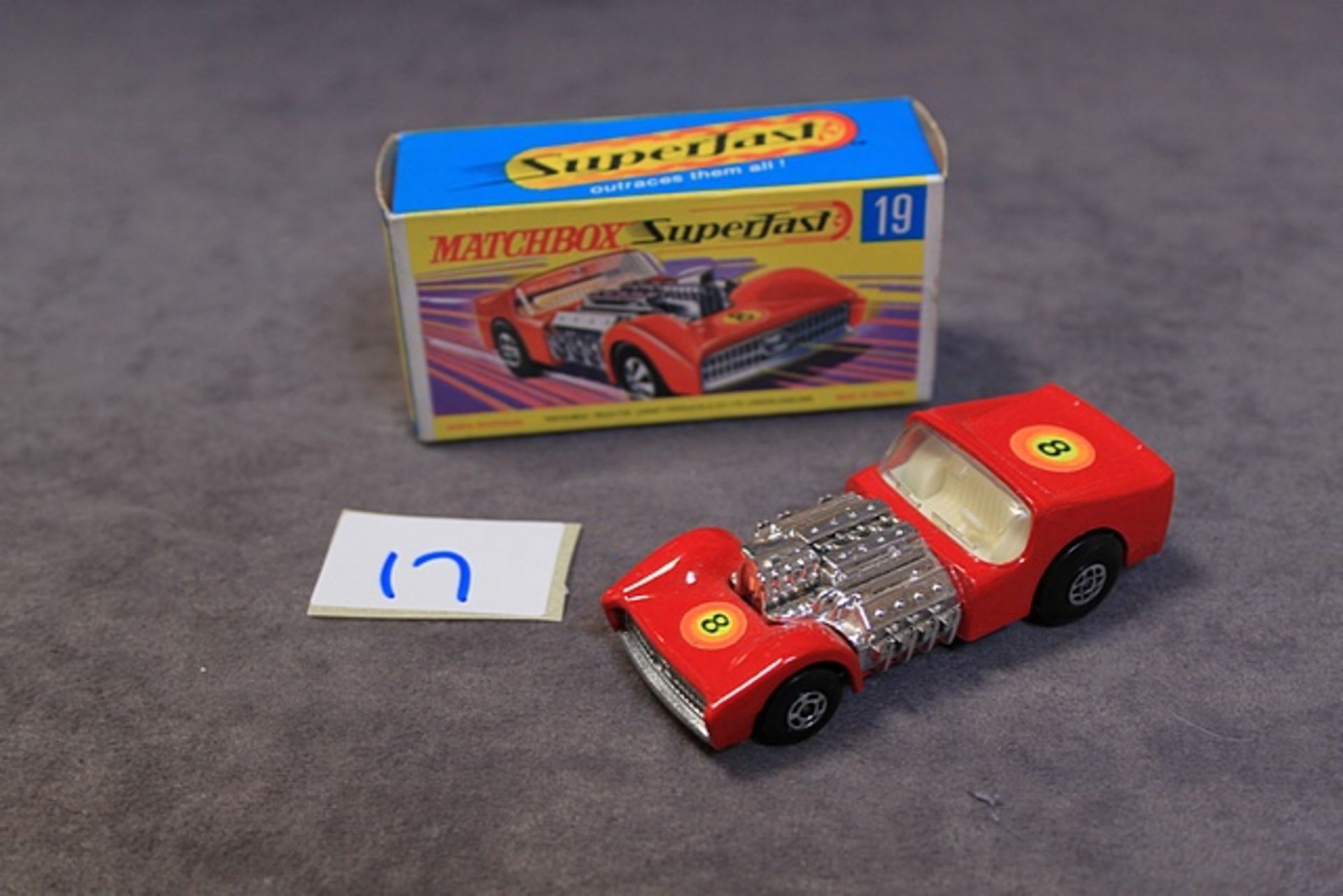 Matchbox Superfast Diecast #19 Road Dragster Red With Number 8 Decal Mint Model Excellent Box