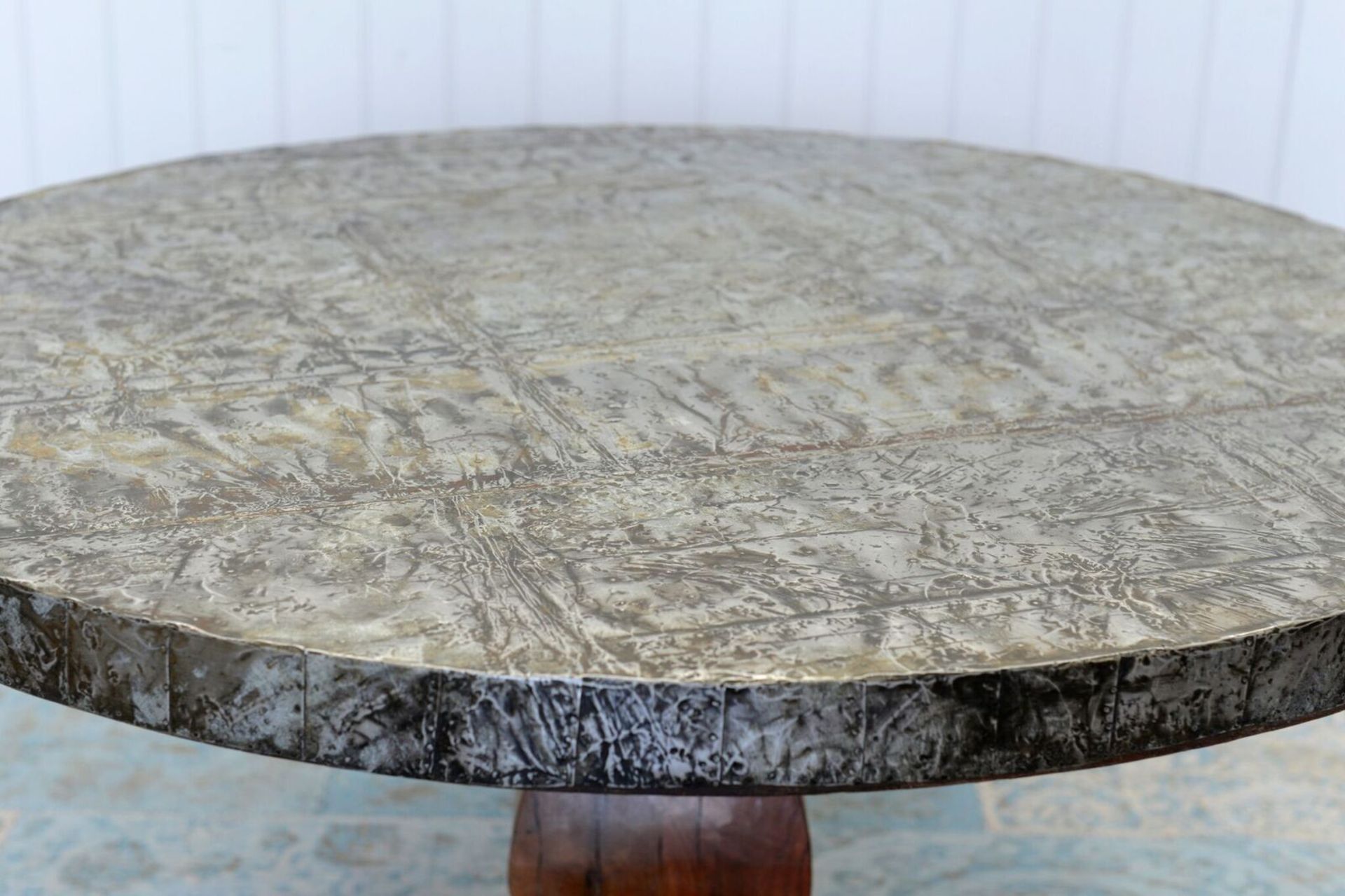 Round Metal and Wooden Dining Table - 120cm - Image 2 of 3