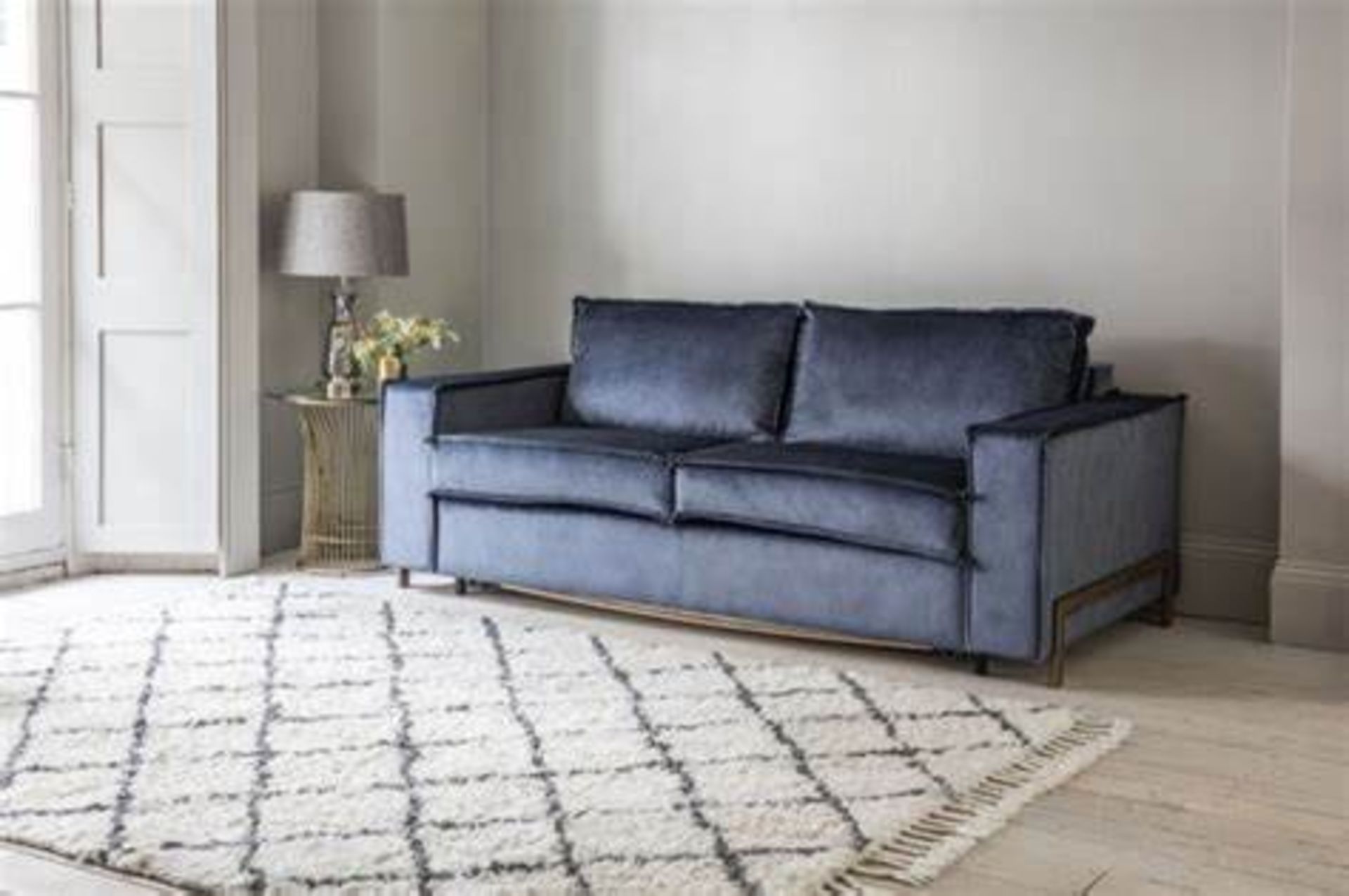 Richmond 160cm Sofa Bed Longbridge Sand With contemporary brushed brass finished metal frame this