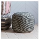 Kiruna Pouffe Grey Practical and stylish, this textured monochrome pouffe features a bold zig zag