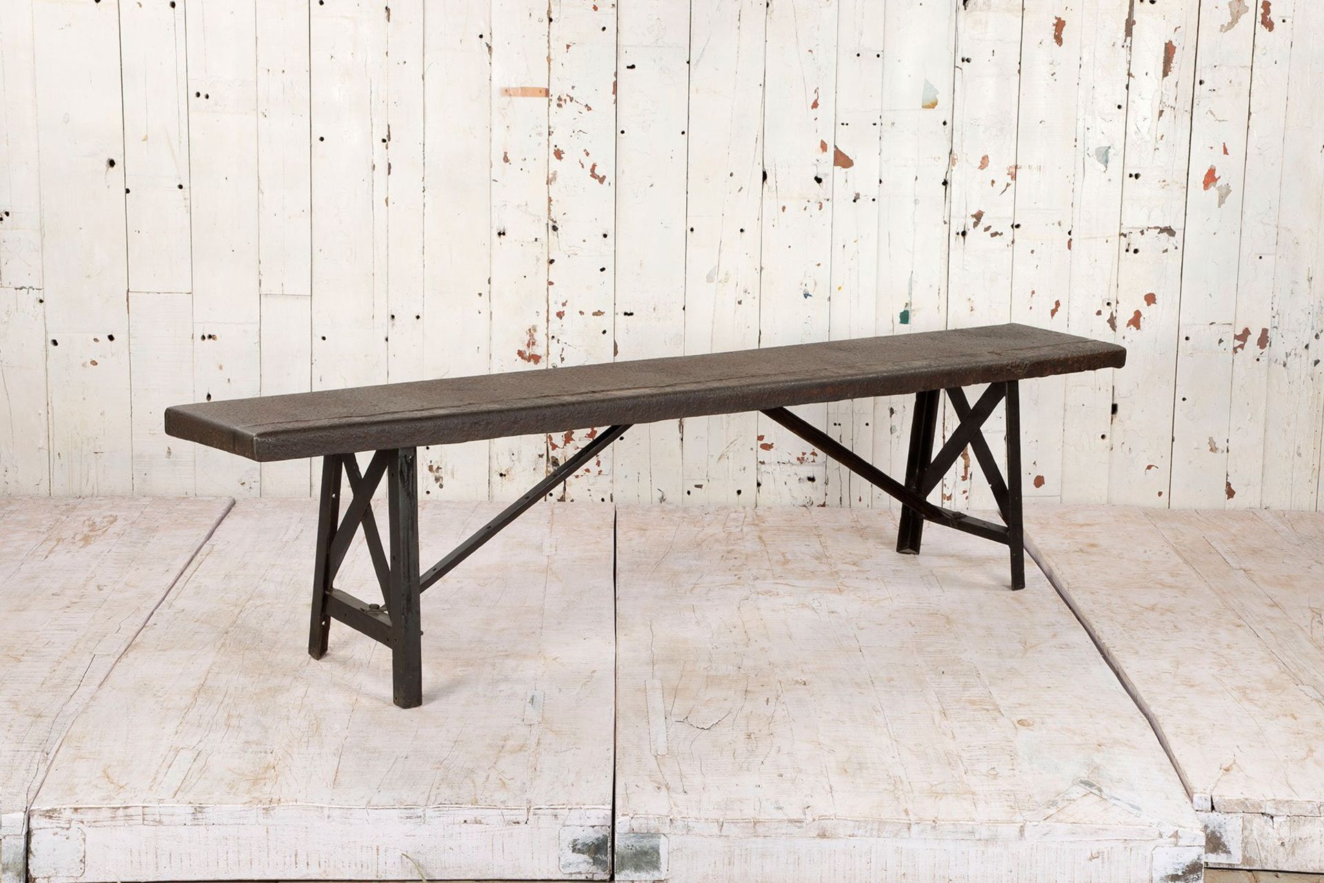 Industrial Style Iron Bench - Image 2 of 3