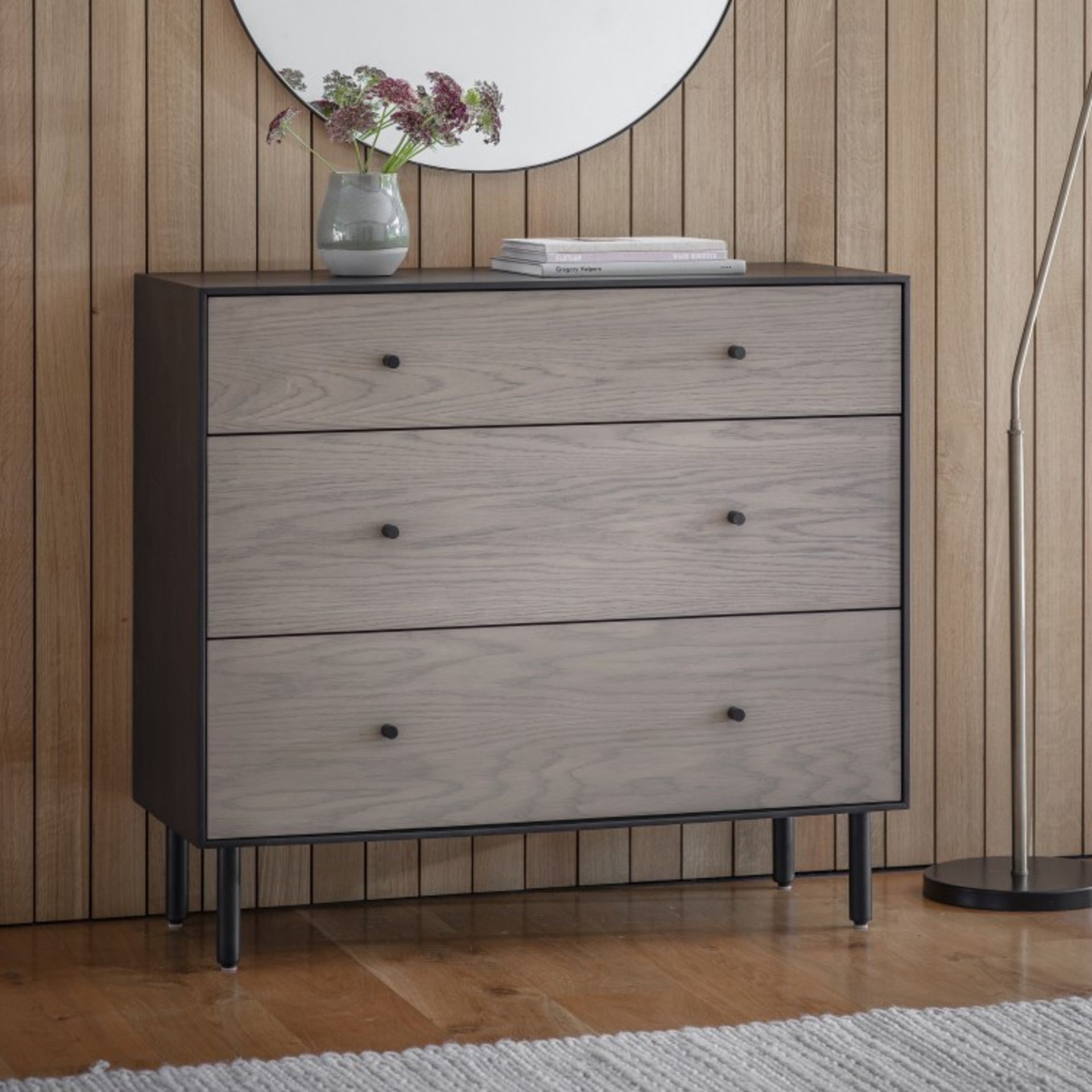 Carbury 3 Drawer Chest 1000x420x900mm Stylish collection of Oak Veneer furniture perfect for