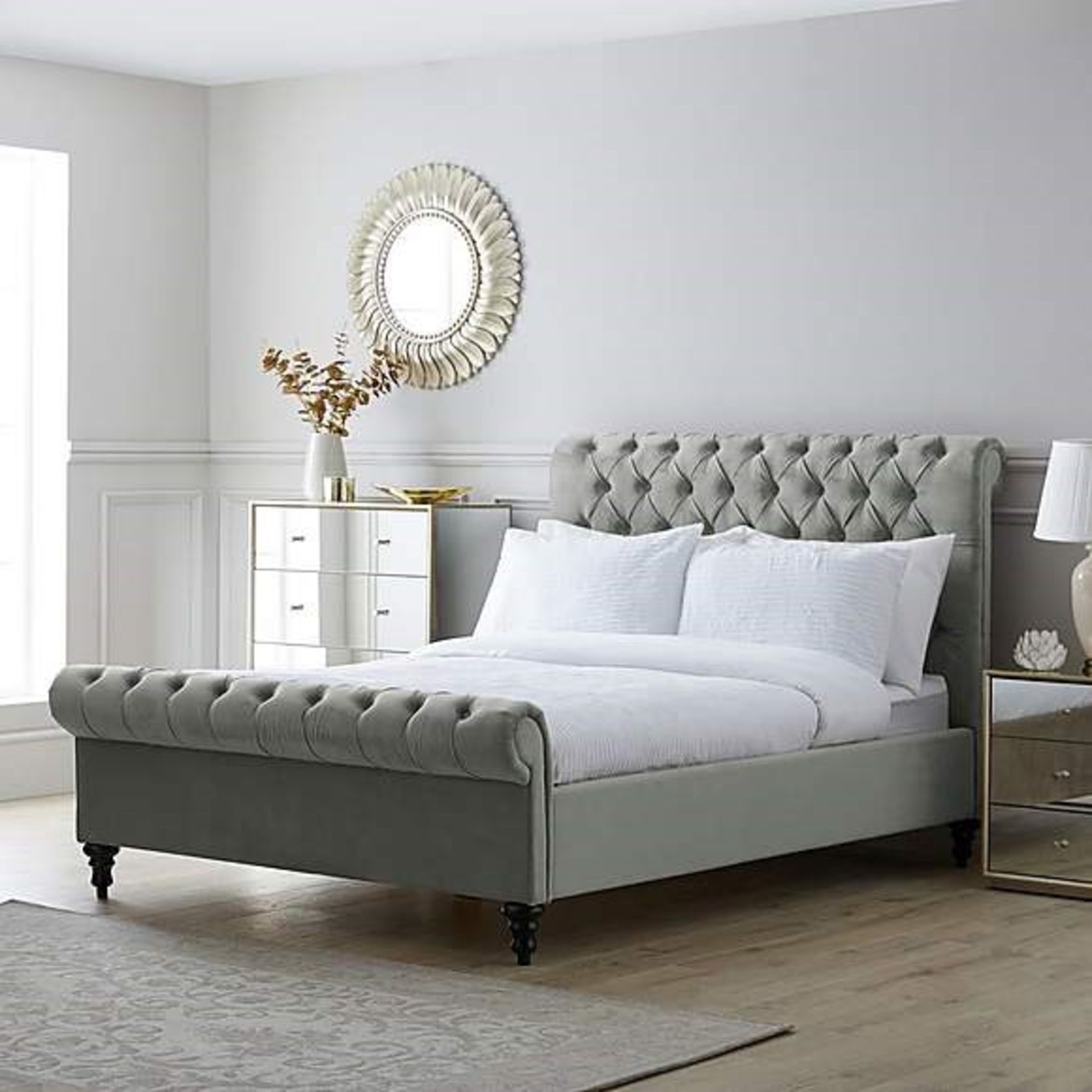 Super King Velvet Bed Frame Inspired by the iconic chesterfield style, this luxurious bedframe