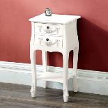 Paris 2 Drawer Bedside Table Featuring a French-inspired design with ornate floral detailing the