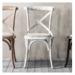 CAFE Chair White (2pk) A pack of 2 understated cross back chairs in a distressed white wood finish