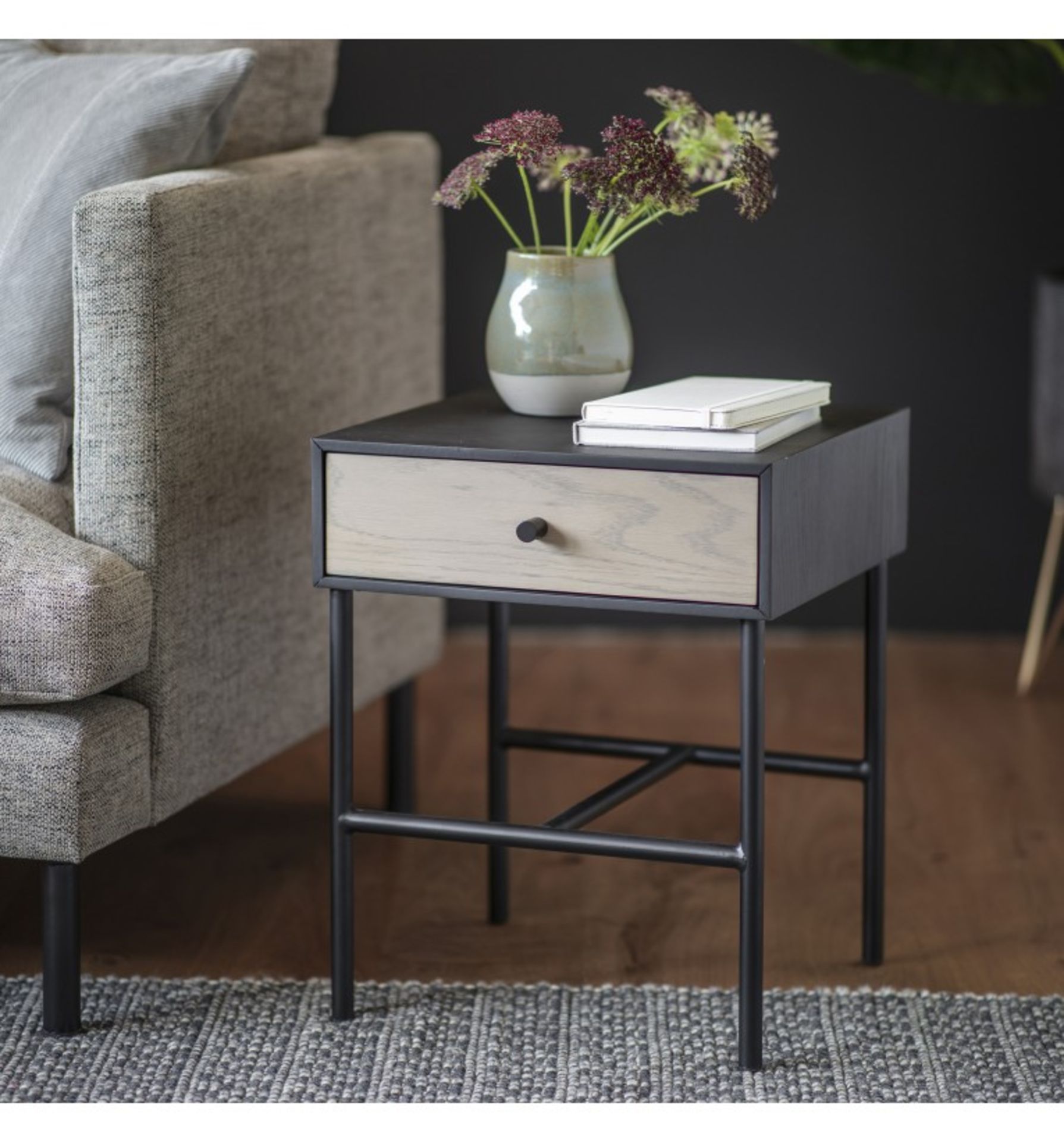 Carbury Side Table With its sleek, minimalist metal frame, the Carbury table is a practical option