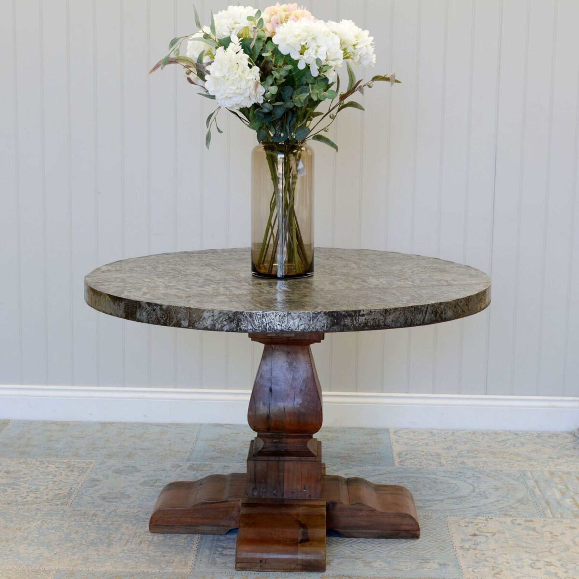 Round Metal and Wooden Dining Table - 120cm