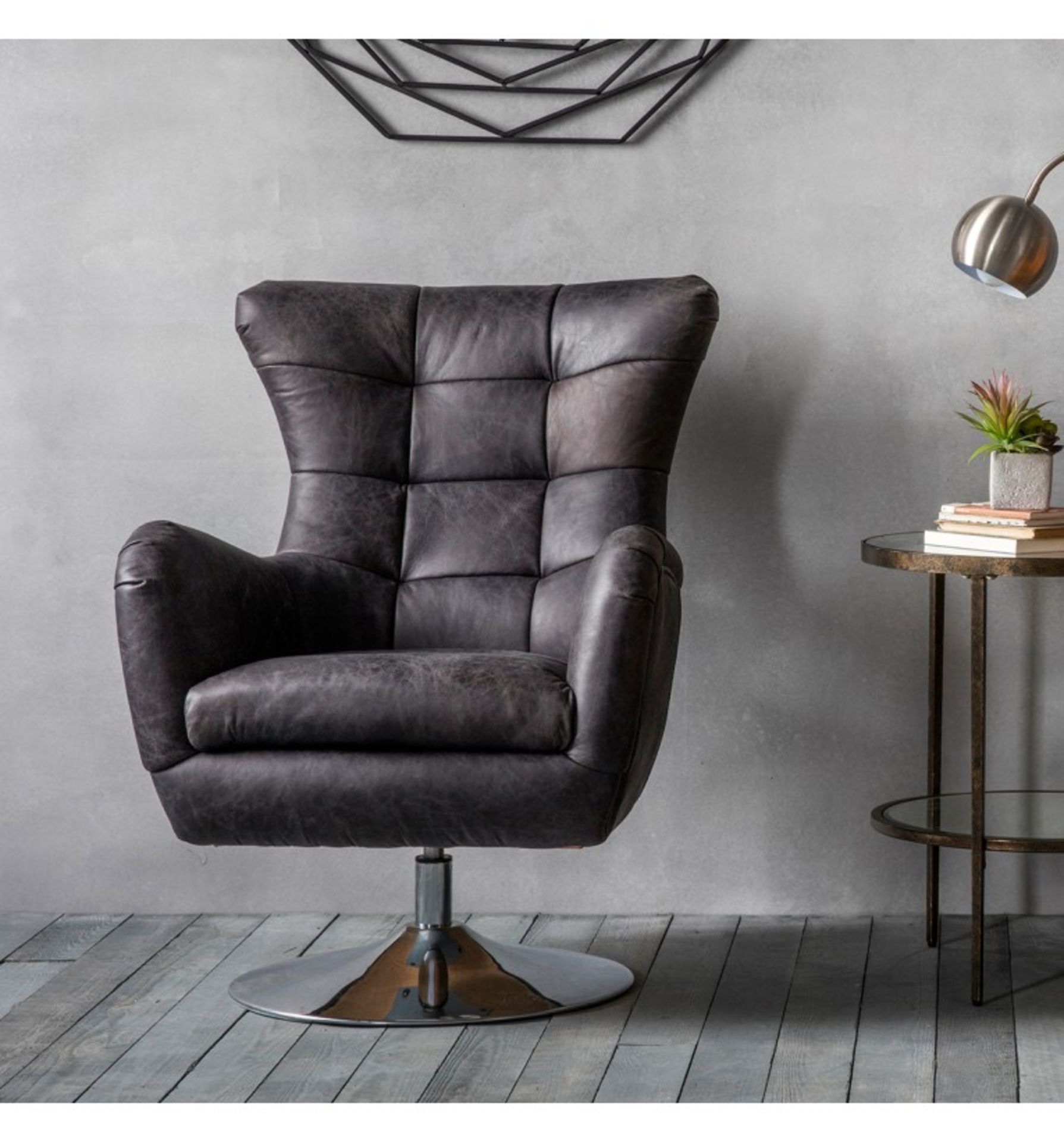 Clearwell Swivel Chair Charcoal Leather Sink into our comfortable Clearwell Occasional Chair