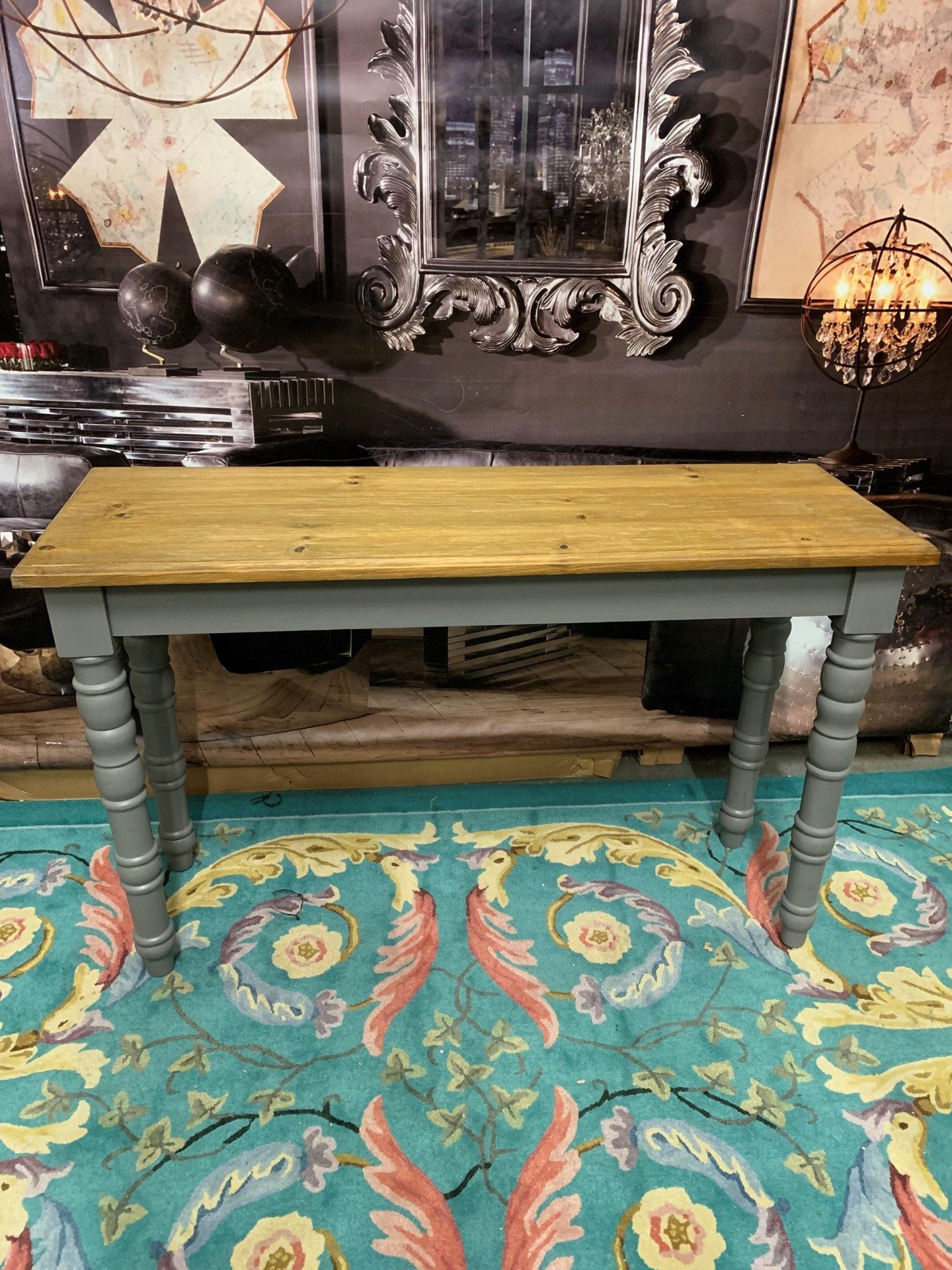 Storm Grey And Aged Pine Farmhouse Console Table This Console Table Is Designed For Excellent