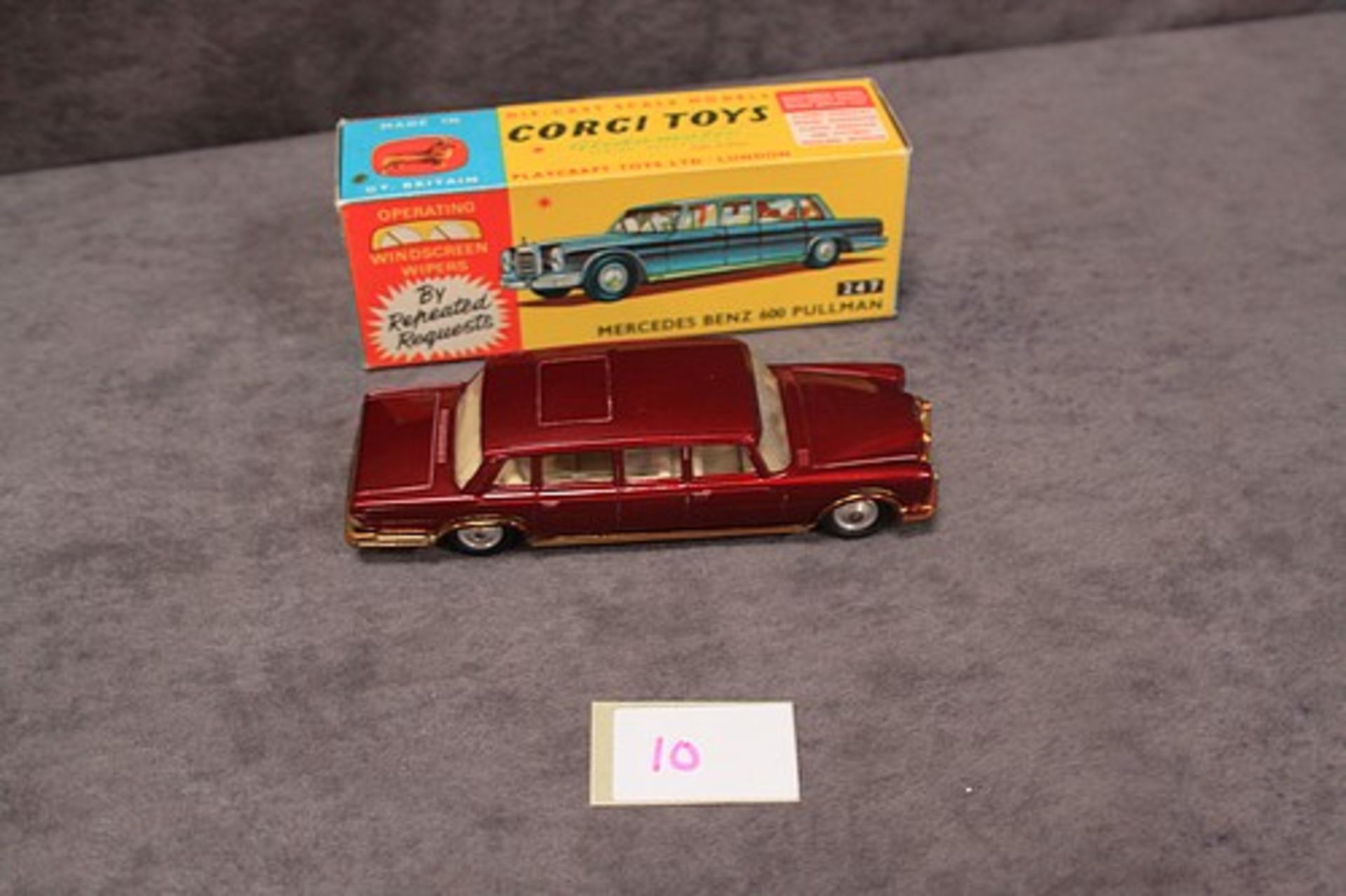 Mint Corgi Toys Diecast #247 Mercedes Benz 600 Pullman in Maroon with Rarer Gold Grill with - Image 2 of 2