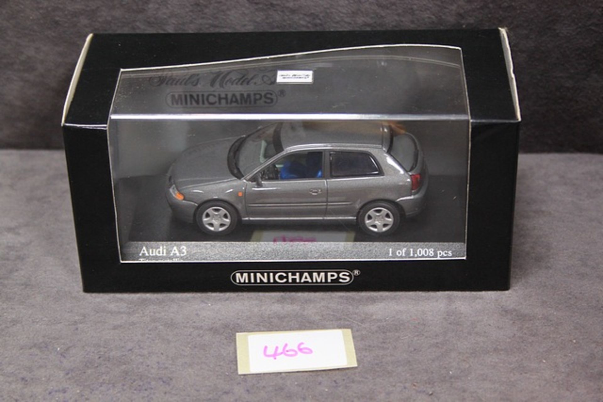 Mint Minichamps Diecast #430 015105 Audi A3 1995 in metallic grey in display case in box