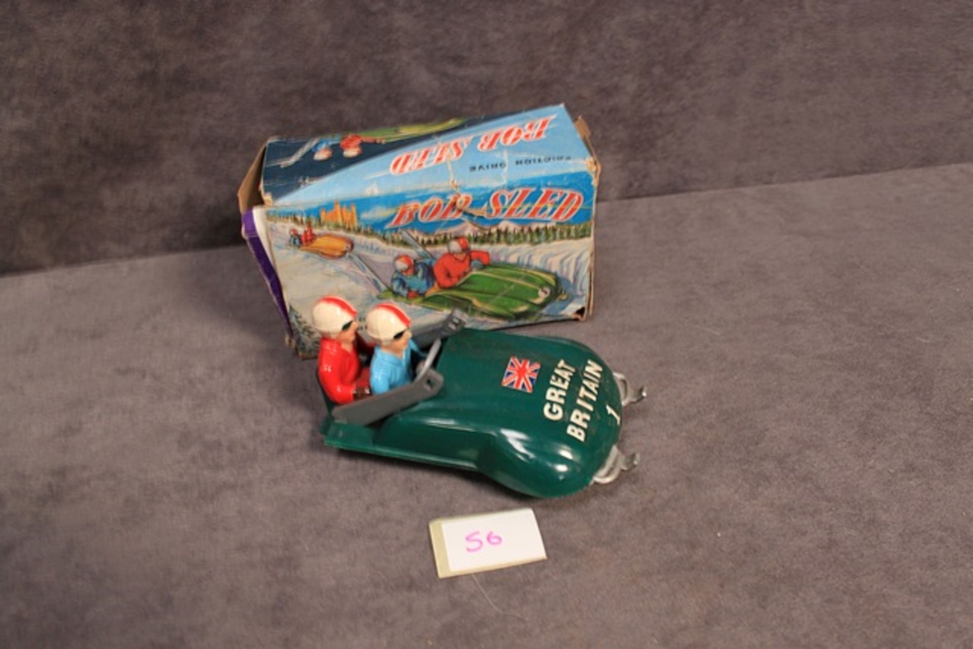 Quite Rare Bob Sled Friction Drive #54 made in Hong Kong in box (box is complete but damaged) - Image 2 of 2