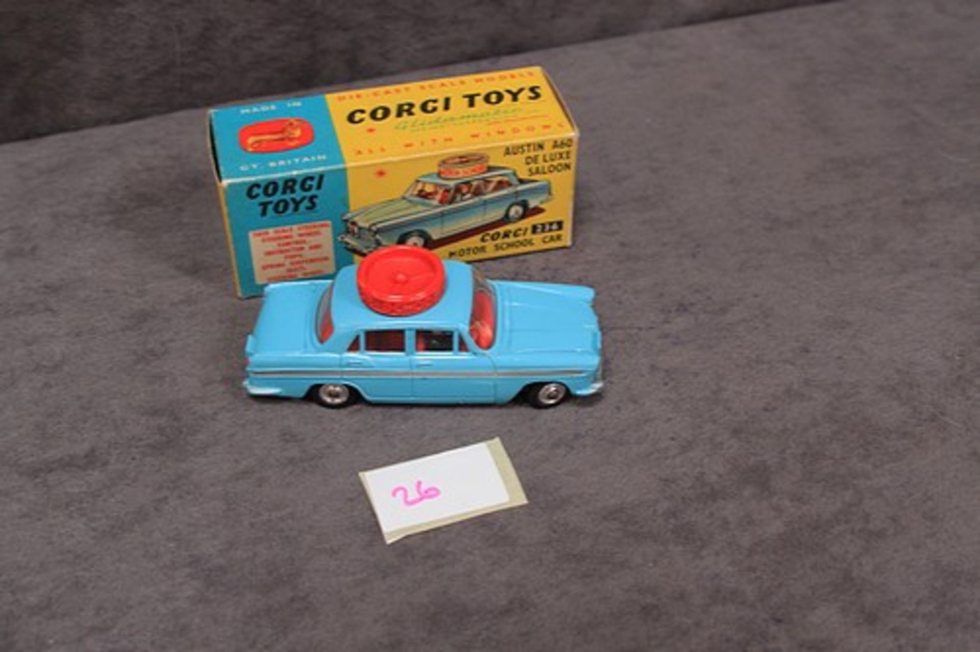 Mint Corgi Toys Diecast #236 Austin A60 De Luxe Saloon Corgi Motor School car in light blue with - Image 2 of 3